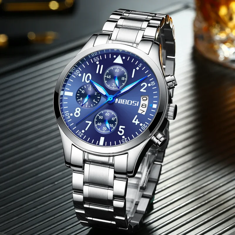 

NIBOSI 2024 Mens Watches Top Brand Luxury Business Men Watch Chronograph Male Clock Men Quartz Wristwatches Relogio Masculino