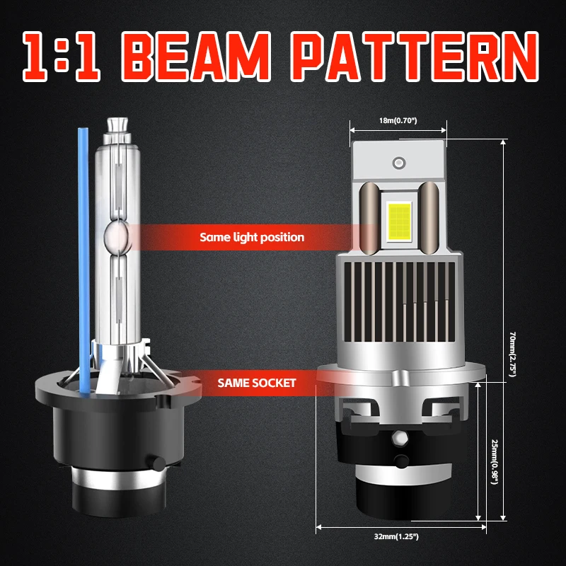 제논 HID 안정기 플러그 앤 플레이 전구 램프 냉각 선풍기, 12000LM, D2R, D2S, D2C, D4S, D4C, 100W, 6000K