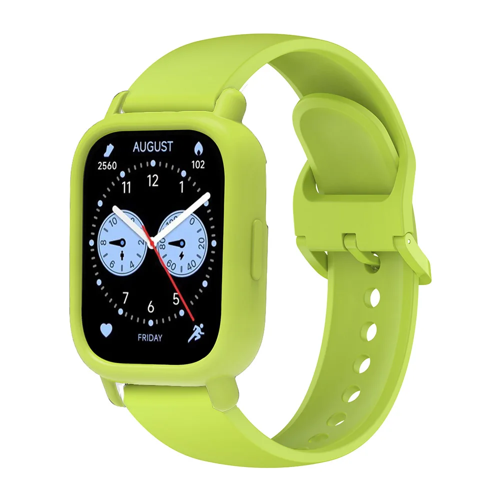 Premium Silicone Adjustable Watch Strap with Case Decoration - Single Color Replacement Wristband
