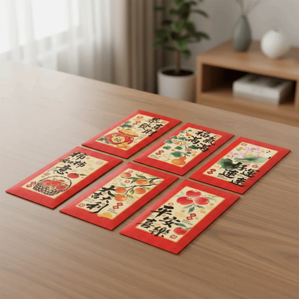 6Pcs Paper 2026 Horse Year Red Envelope Chinese Style Cartoon Horse Year Money Envelope Blessing Traditional Red Pocket