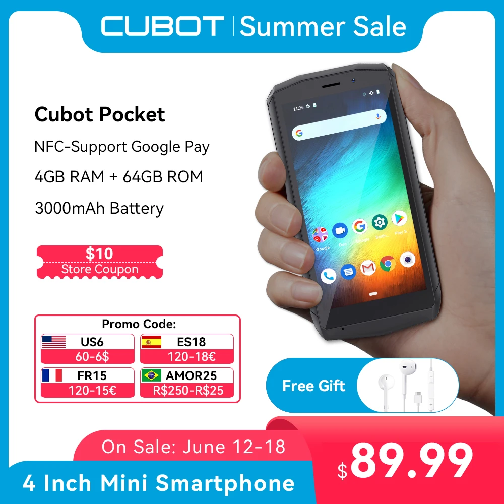 Smartphone Cubot Pocket, mini telefono movil de 4 pulgadas, moviles ...