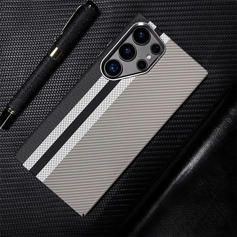 Magnetic Carbon Fiber Texture Phone Case with Alloy Lens and Enhanced Protection
