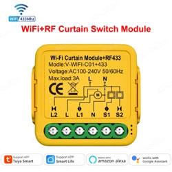 Smart Curtain Switch Module for Roller Blinds and Shutters - WiFi & Zigbee Enabled, App Controlled, Voice Assistant Compatible