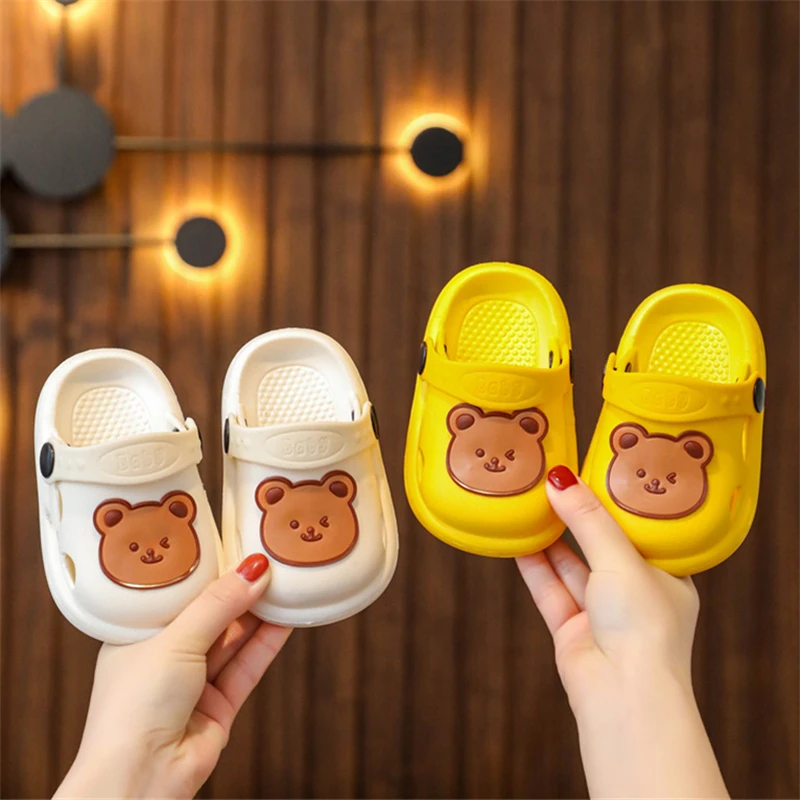 children's shoes for sale Cartoon Bear Walking Shoes Kids Boy Girl Summer Breathable Sandals Fashion Garden Clogs Toddler Outdoor Slippers for Playing leather girl in boots