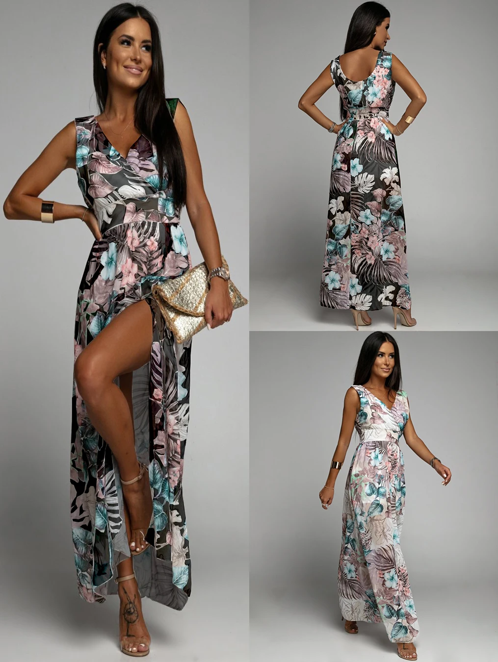 

New Womens Fashion Print Sleeveless Split Summer Long Maxi Dress Party Casual Night Out Club