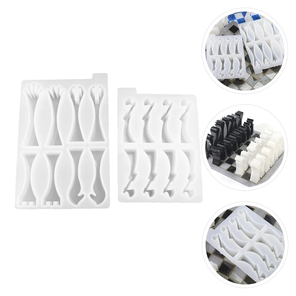 2pcs Chess Resin Mold Set 3D Silicone Chess Piece King Mold Soldier Mold Epoxy Chess Mold Game Mold Large Checkers Epoxy Chess