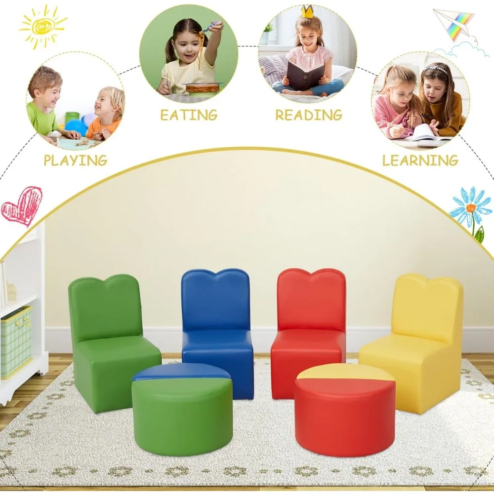 Kids Modular Flexible Seating Set - 8 Pieces Kids Couch, Sectional Sofa Set for Home Preschool, Daycare Furniture 4