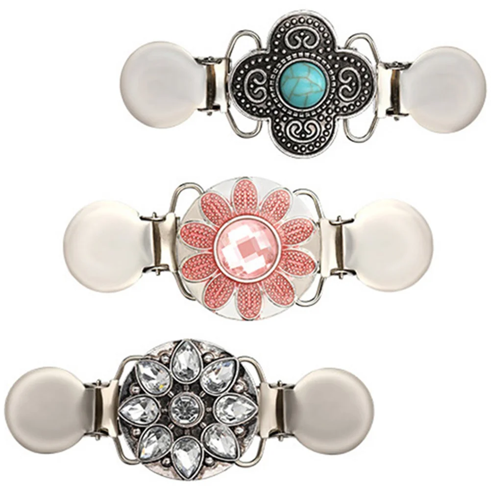 

3 Pcs Anti-sweater Clip Creative Brooches Vintage Decorative Tighten Clap Clothes Alloy Safety Pin