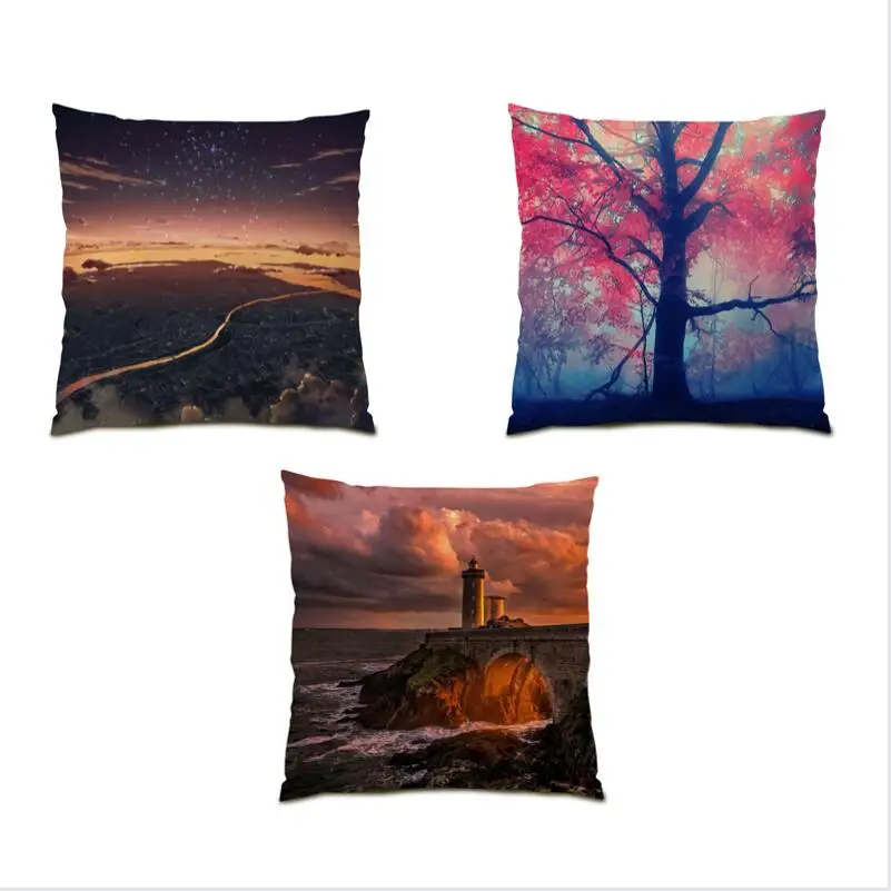 

Living Room Decoration Forest Tree Square Cushion Cover 45x45 Snowflake Throw Pillow Covers Tropical Palm Natural Flocking E0804