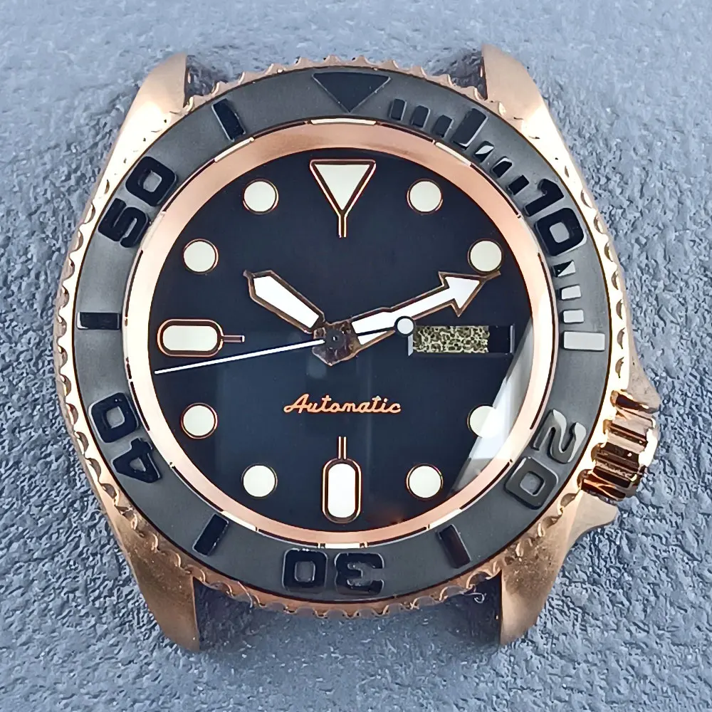 

41 мм skx007 часы с розовым циферблатом, браслет из нержавеющей стали 316L с сапфировым стеклом, 10 бар, водонепроницаемый, подходит для NH34 NH35 NH36, циферблат из розового золота