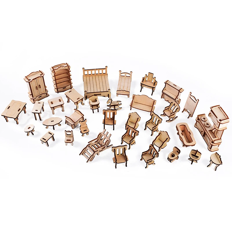 Wooden Miniature Doll House 3D Puzzle Building Model Kit DIY Assembled DollHouses Toys For Children Girls Birthday Gift 4