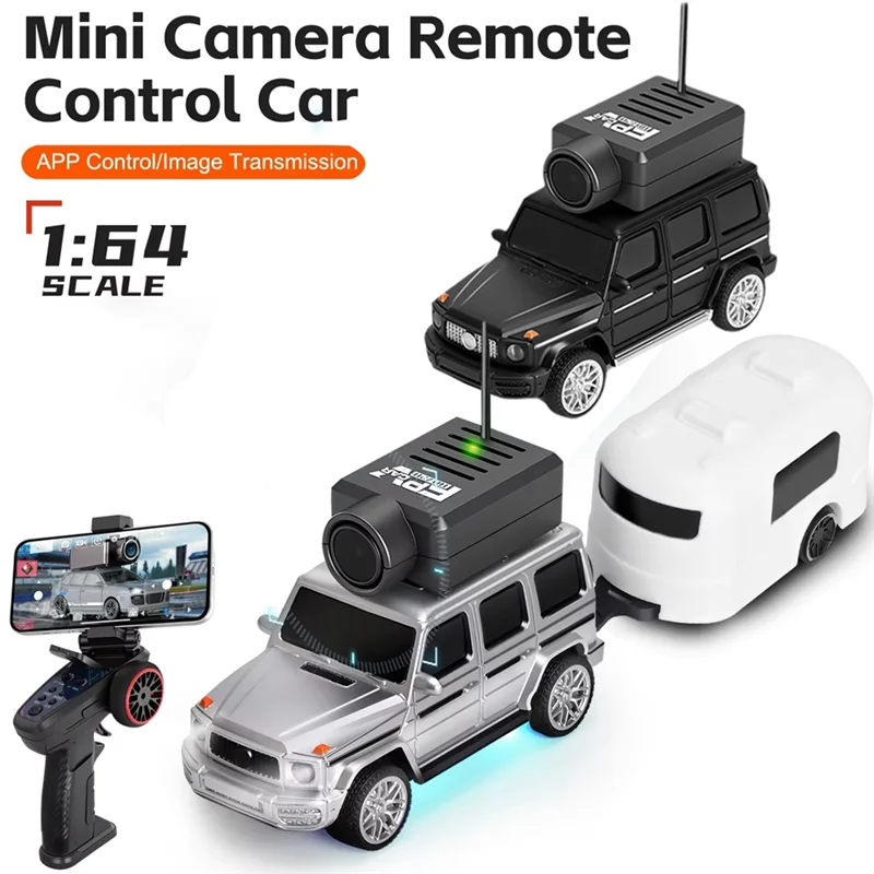 SCLL-미니 레이싱카 1:64 스케일 RC카 6406-C FPV VTX 키트 2.4G 720P HD 카메라 앱 제어 사진+ 비디오+ VR 내장 자이로