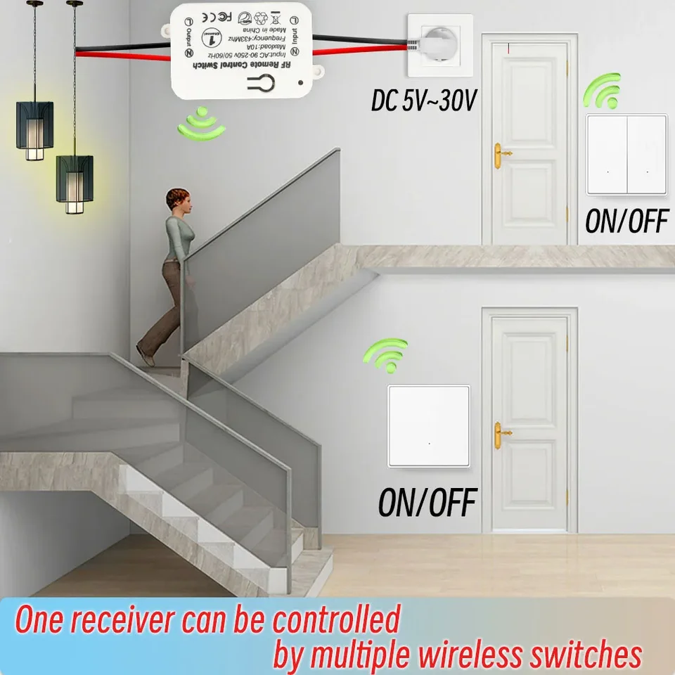 Funk Fernbedienung 433 MHz - DC 3,6-24 V Schalter - 50 M Reichweite Für LED Leuchten & Lüfter