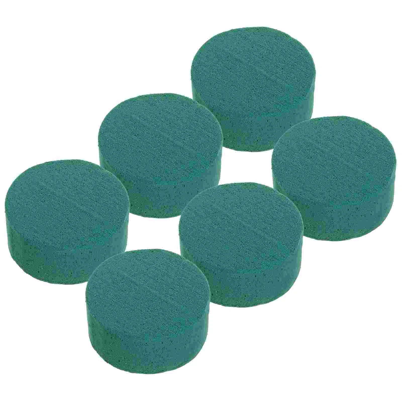 

6 Pcs Green Floral Foam Block Flower Arrangement Kit Strong Water Absorption Round Column Artificial Plants for Table