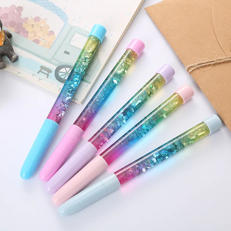 

50Pcs Bright Sparkling Neutral Pen Fairy Stick Glitter Gel Pens Black 0.5mm Student Neutral Pen Black Pens Wholesale