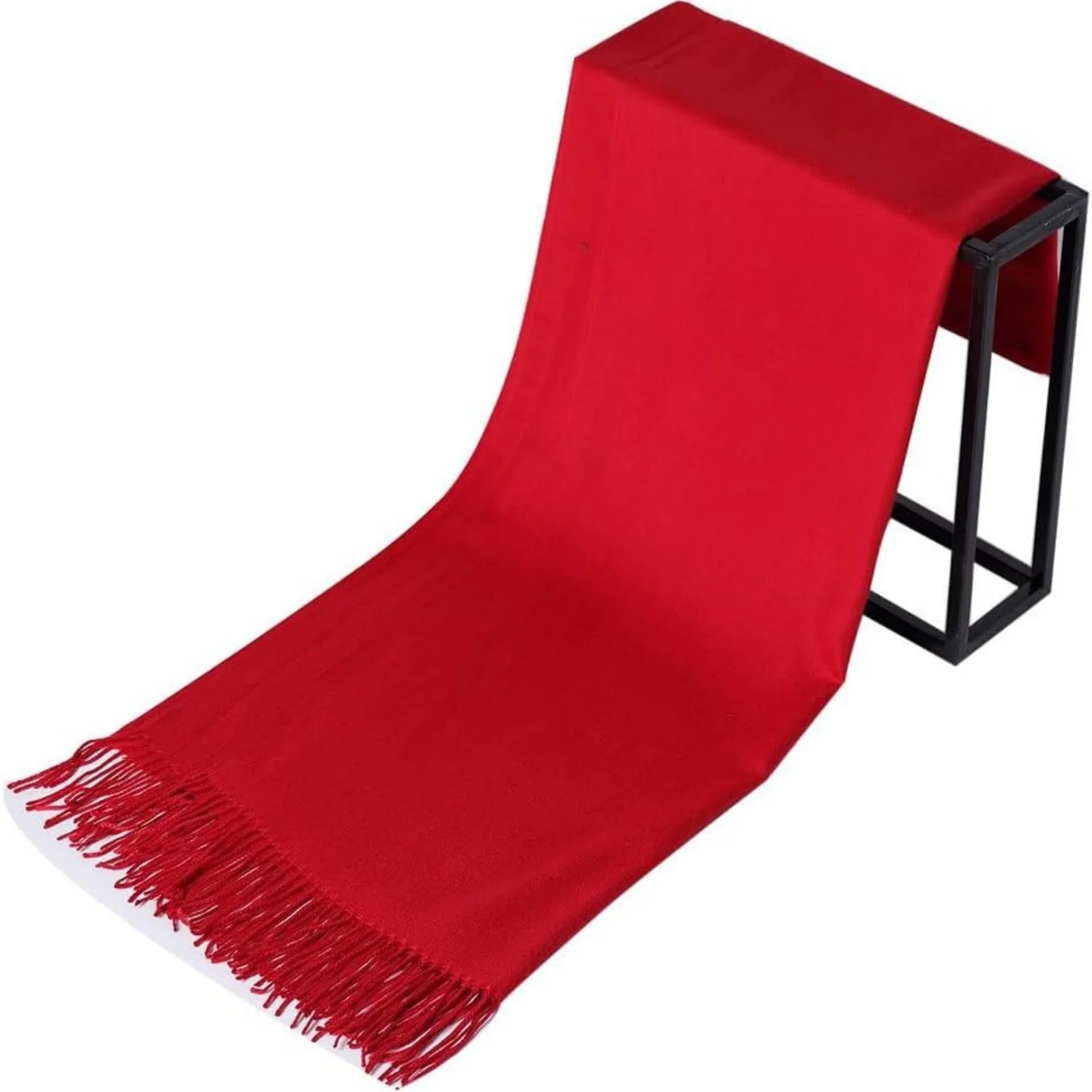 1PC Red Cashmere Scarf Soft Warm Tassel Design Winter Fashion Accessory For Women Elegant Large Wrap Shawl Holiday Gift