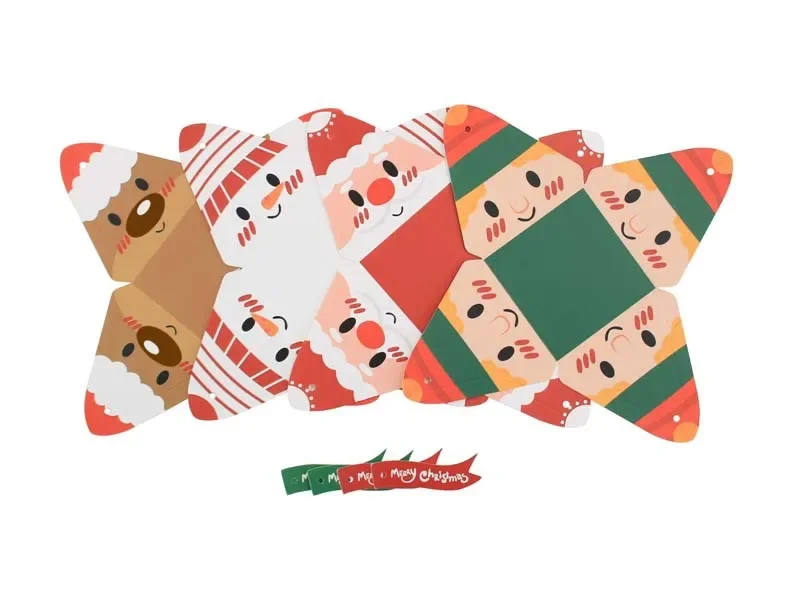 24/6pcs Christmas Candy Gift Box with Tag Ribbons Cookie Snack Chocolate Packaging Box 2025 Xmas New Year Party Navidad Noel