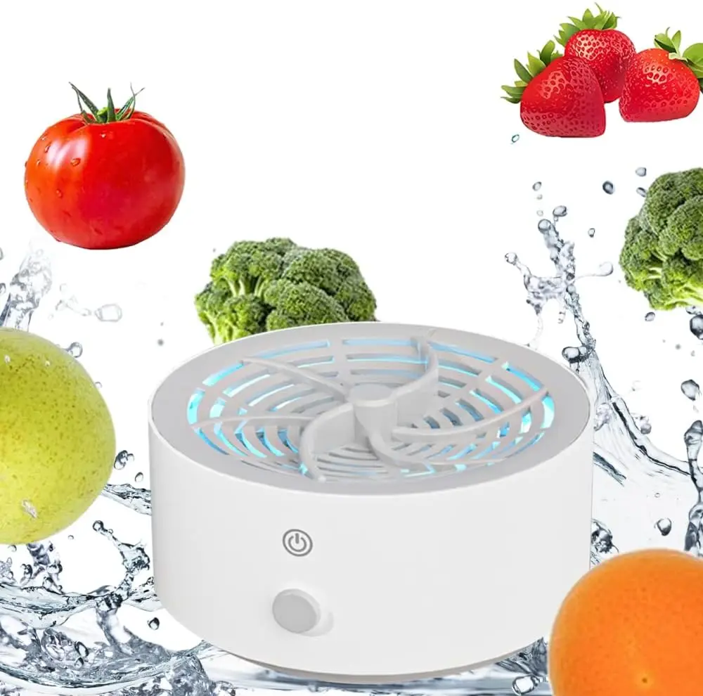 Mini Fruit Vegetable Cleaning Machine, Portable Household Disassemble Fruit Vegetable Food Purifier, USB Ultrasonic Washer