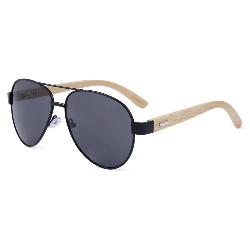 

New Bamboo and Wooden Foot Sunglasses Metal Frame Frog Mirror Fashion Coated Sunglasses