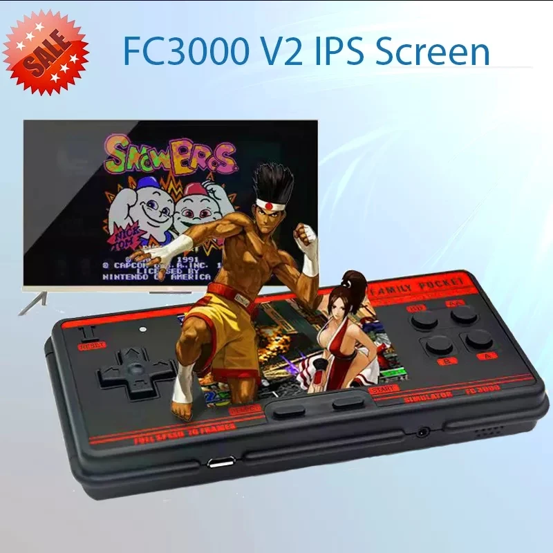 FC3000 V2 Retro Console Color IPS Screen Game Classic Handheld Video Game Console Built in 5000 Games 10 Simulator