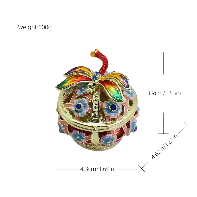 SHINNYGIFTS Emaille-Schmuckkästchen mit Drachenblumen, Emaille-Schmuckschatulle mit verziertem Dekor – ideal für die Aufbewahrung von Schmuck, Heimdekoration – Detail 16