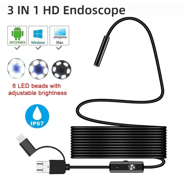 1080P Full HD Endoscope Camera MicroUsb Type C Android Smartphone 2M 5M 10m Hard Flexible Wire 8mm Endoscopy Camera Inspection