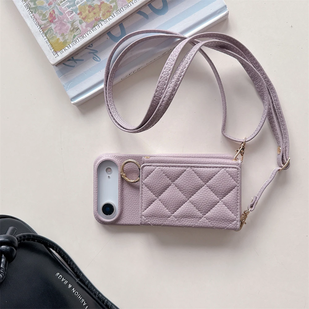 Crossbody Lanyard Wallet Case with Card Holder and Leather Cover