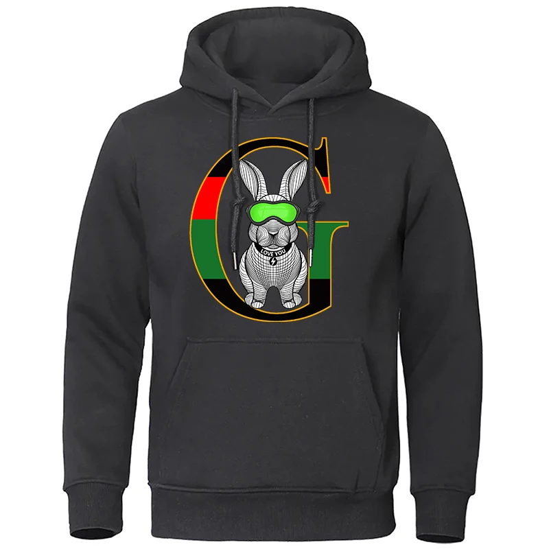 

Letter G Line Dog Design Hoody For Women Pocket Street Sweatshirt Hip Hop Style Fleece Hoodie All-Match Comfortable Clothe