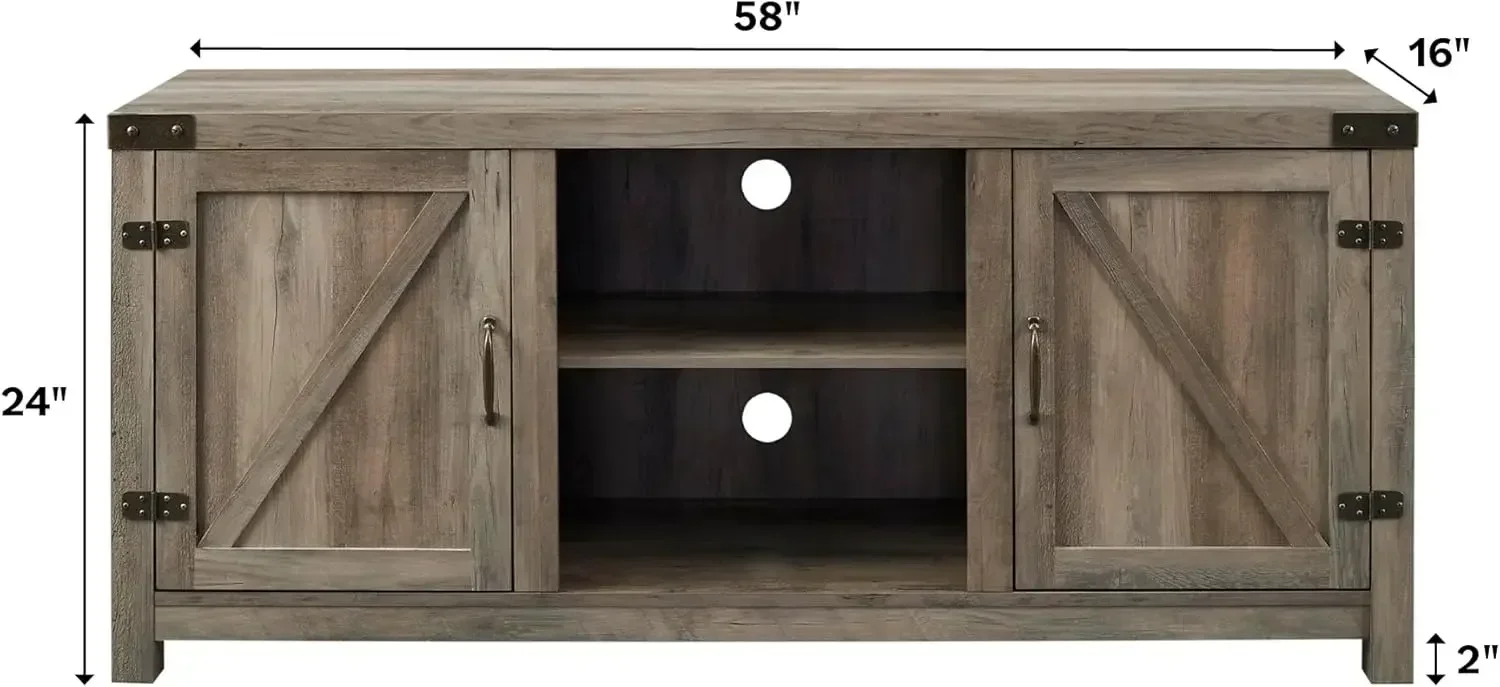 --NewGeorgetown Modern Farmhouse Double Barn Door TV Stand for TVs up to 65 Inches, 58 Inch
