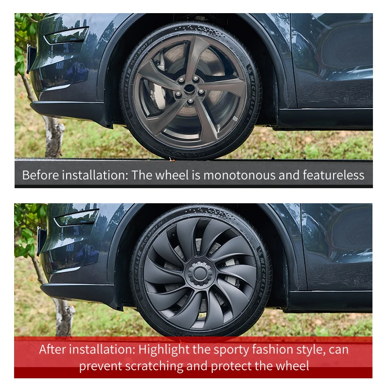 4PCS for New Model Y 2025 Juniper 19in Turbine Texture Style Hubcap Rim Cover Accessories Hub Cap Automobile Wheel Cap for Tesla 4