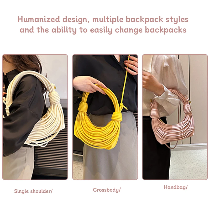 Women's Bags Texture Dinner Wallet Clutch Bag Wire Harness Knotting Single Shoulder Crossbody Bag Designer Purses and Handbags