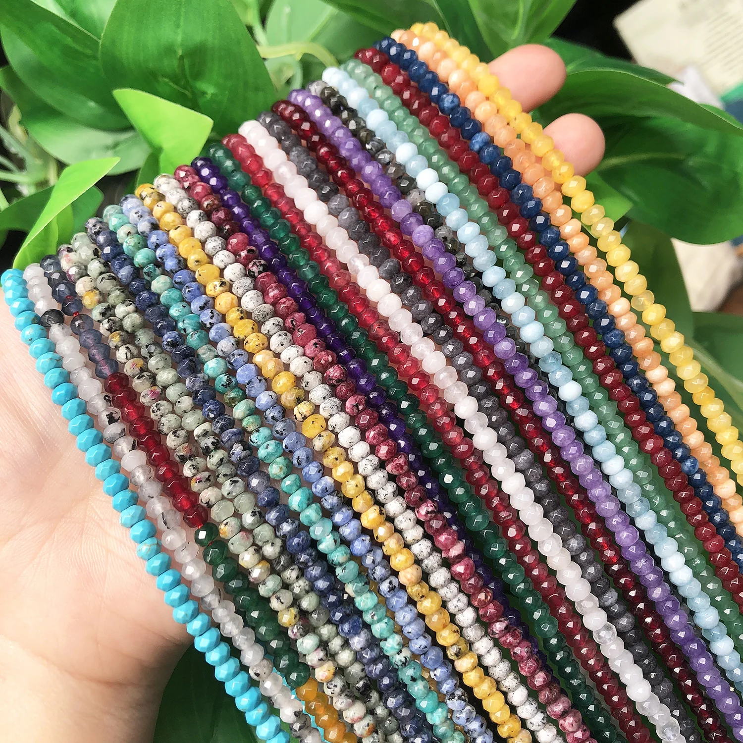 3x5mm natürliche Rondell-Steinperlen, facettierte rote Rubine, Aquamarine, Saphiren, Perlen für Schmuckherstellung, DIY-Armband-Zubehör – Detail 6