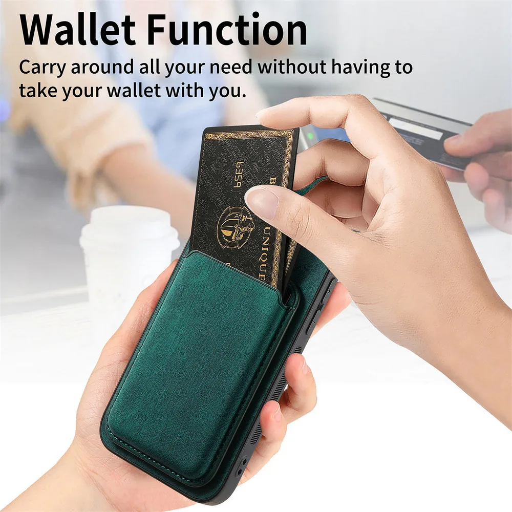 Luxury Leather Card Holder 2-in-1 Magnetic Back Cover Case