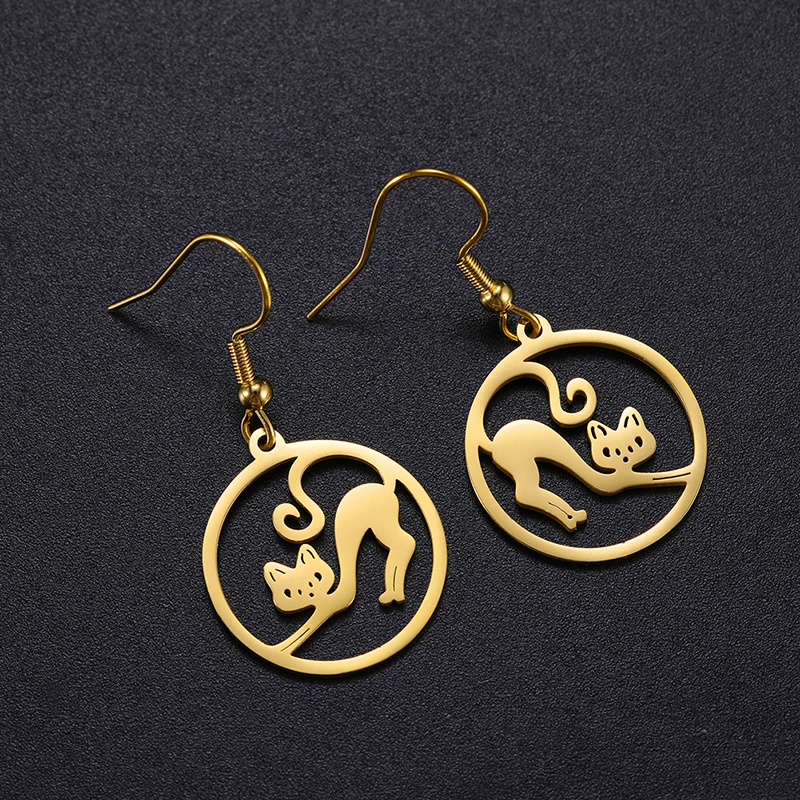 Cartoon Tier Ohrringe Edelstahl Katze Tropfen Ohrring für Frauen Mädchen Niedlichen Hund Anhänger Lustige Schmuck Zubehör Party Geschenke – Detail 22