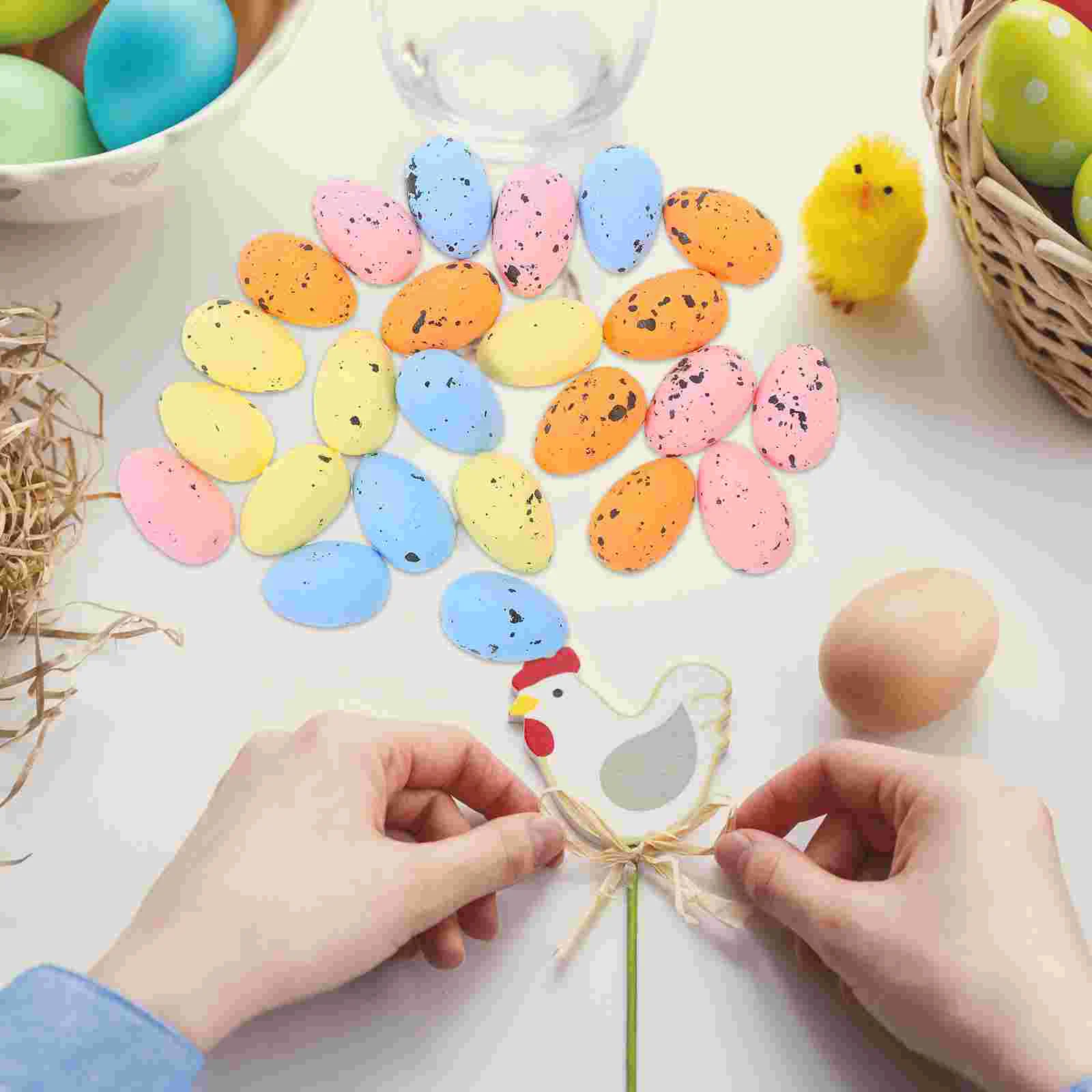 

28 Pcs Easter Egg Bunny Decorative Rabbit Foam Ornaments Party Favors DIY Craft