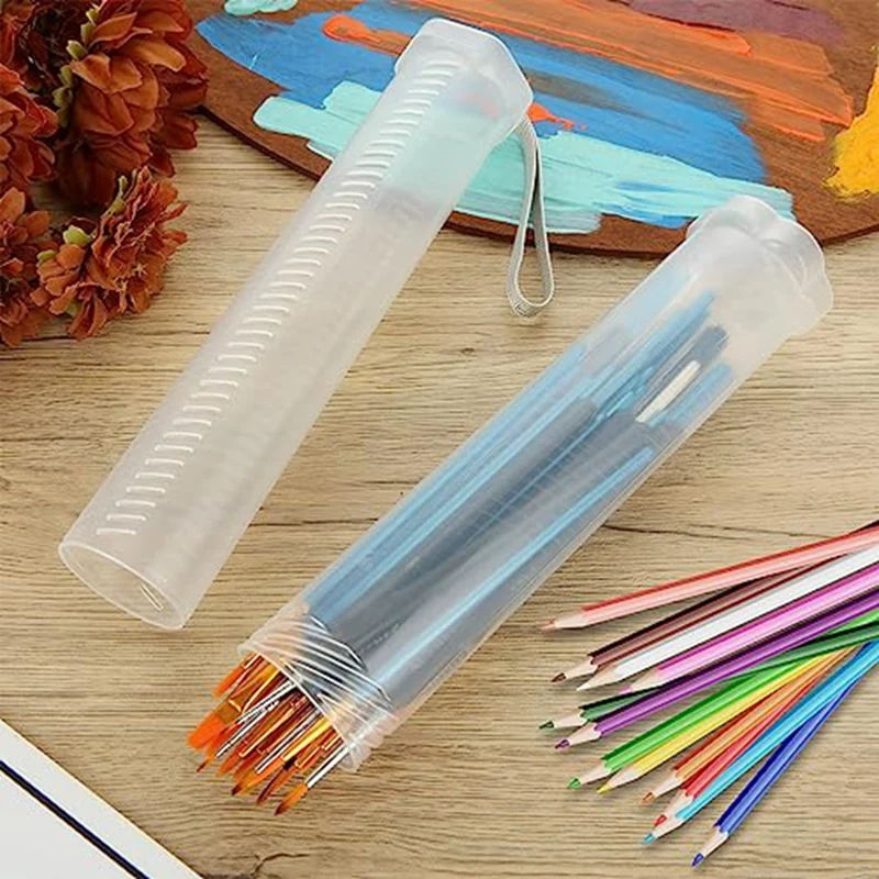 4 Pack Extendable Plastic Paint Brush Case Clear Long Paint Brush Holder Tube Storage Pencil Container paintbrush holder paint storage containers