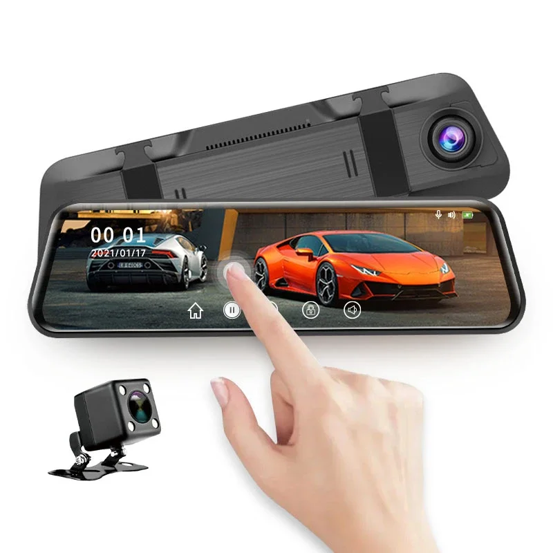 Aoedi AD813 1080P Full HD Streaming Media Car DVR Rearview Mirror Dash Cam for Cars with Full Touch Screen