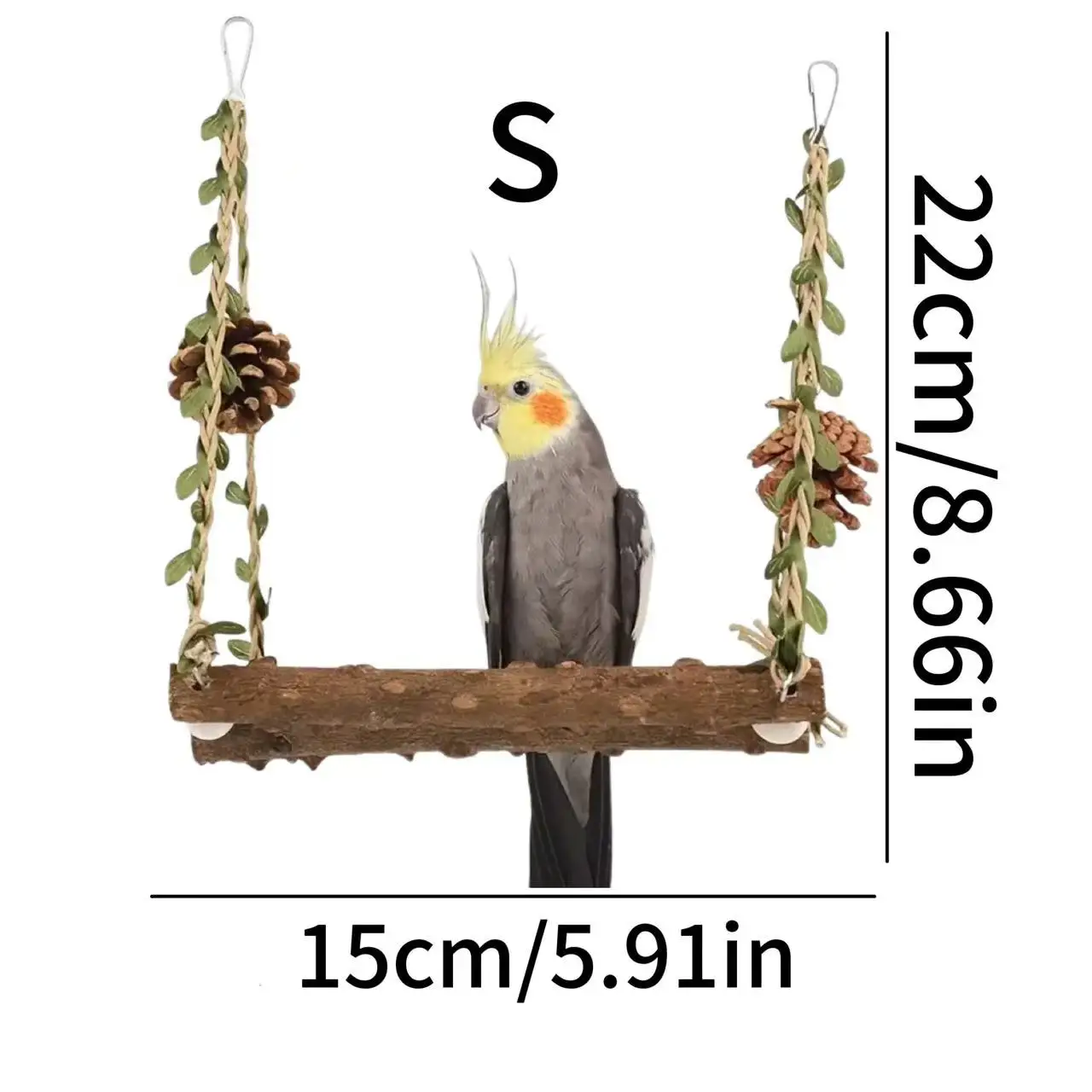 Wooden Hanging Bird Cage Swing with Perch Chew Toy and Climbing Ladder Multi-functional Parrot Toy for Lovebirds and Macaws ( parrot toy,bird toy,bird perch stand,bird swing toy