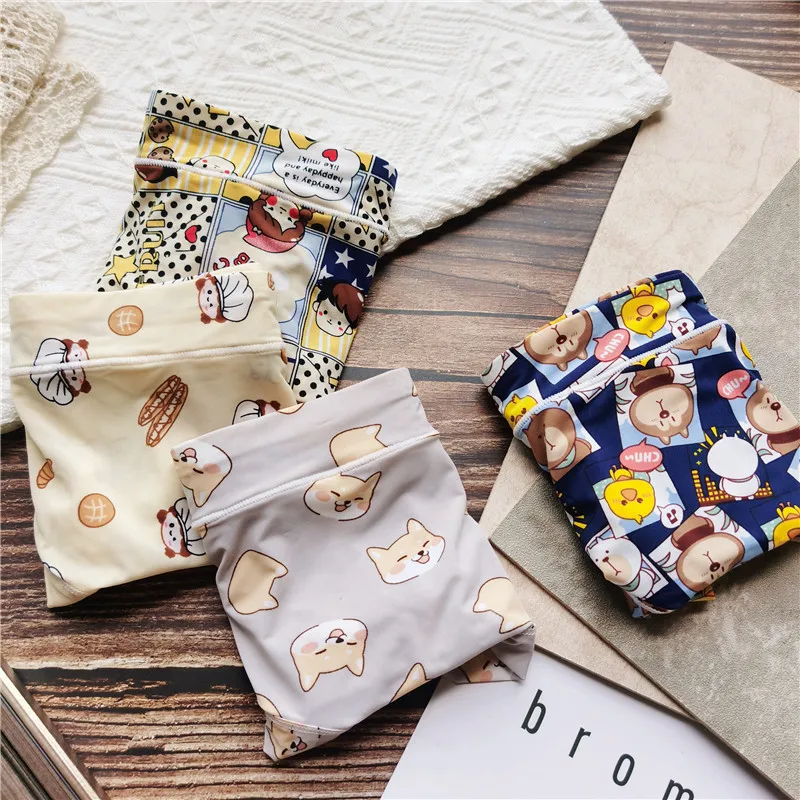 

28 Color Middle Waist Ice Silk Print Cartoon Buttock Comfortable Female Underwear Small Fresh Lovely Cherry Fruit WOMEN Panties