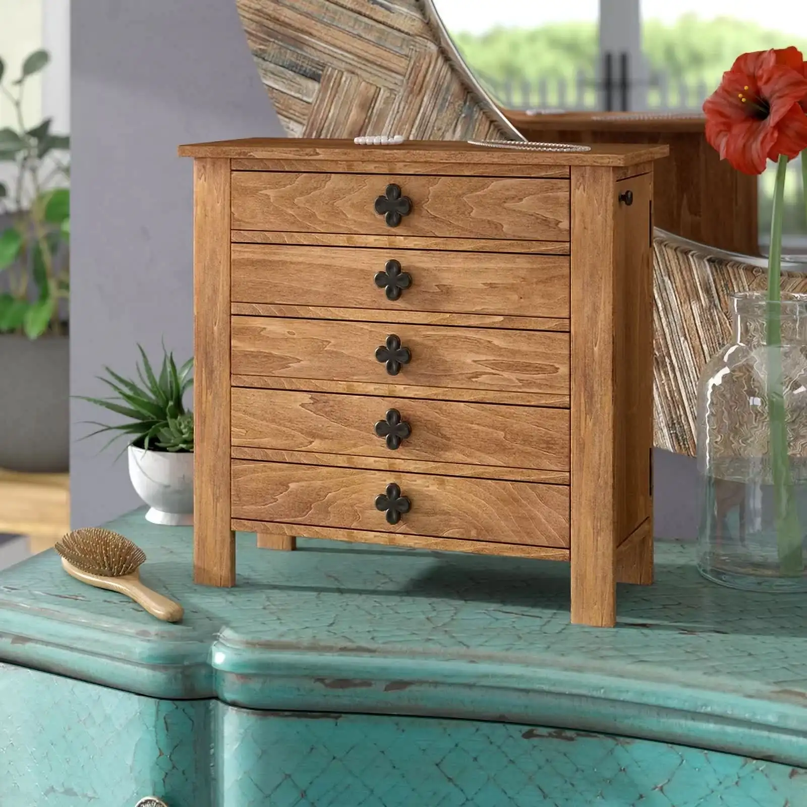 

Hives and Honey Taylor Brown Wood Jewelry Chest for Women