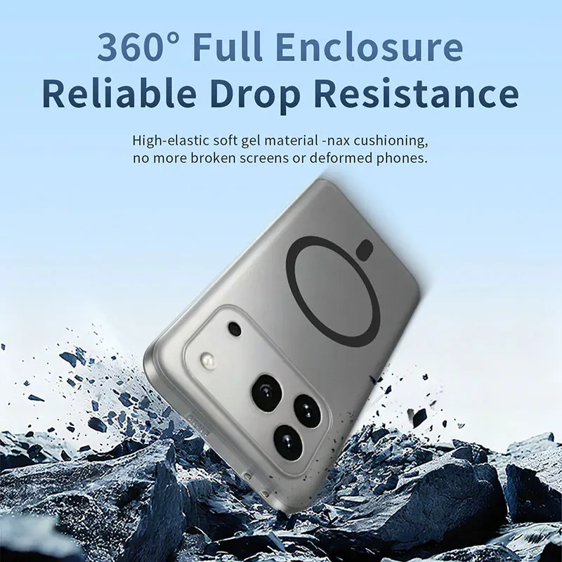 Enhanced Magnetic Clear Matte Phone Case | Soft TPU Silicone Protective Cover