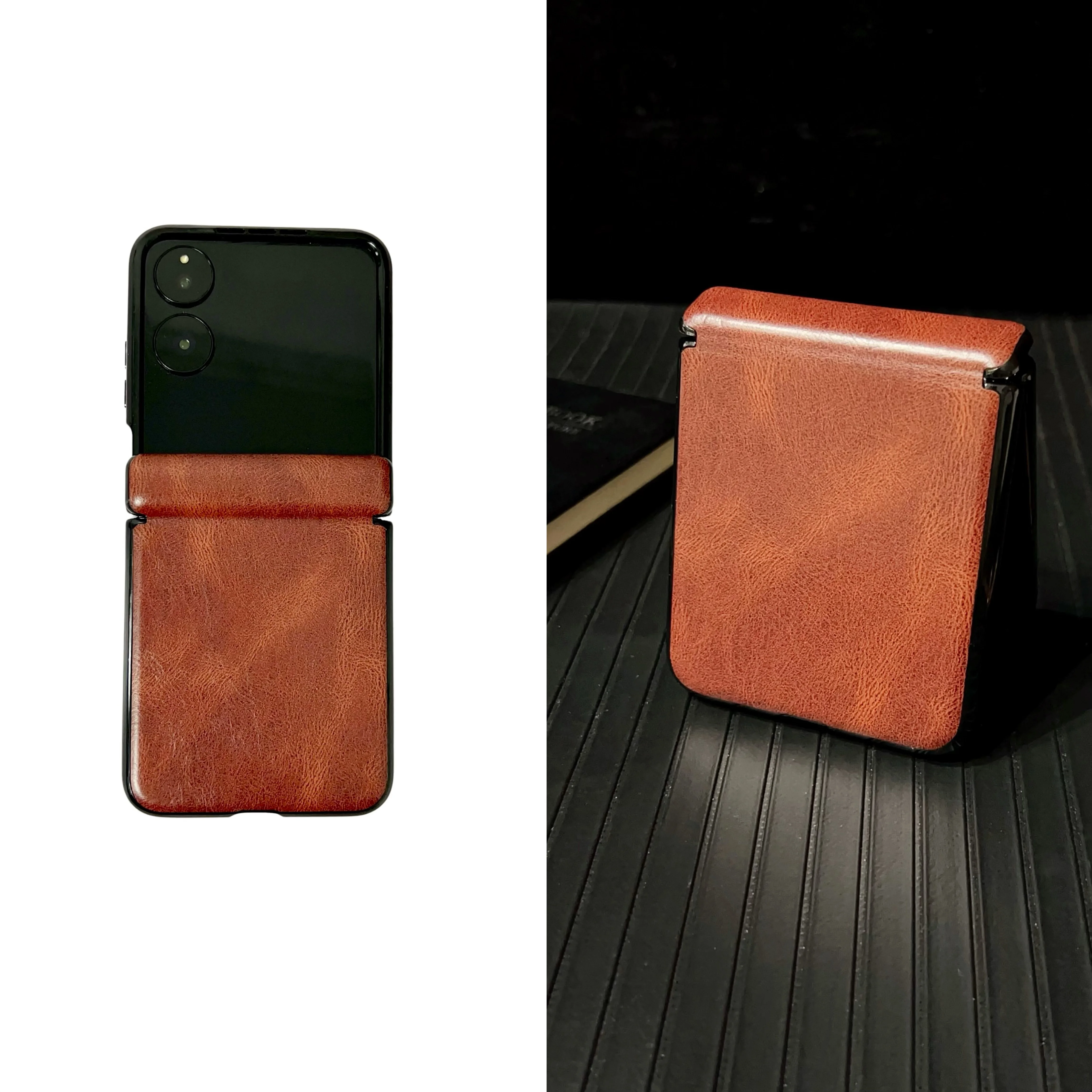 Luxury Faux Leather Folding Shockproof Hard Case in MagSafe Design
