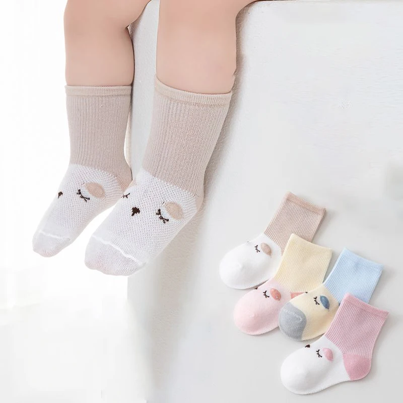  양말 여름 얇은 메쉬 통기성 면화 중반 종아리 봄 여름 비 조임  소년과 소녀  양말