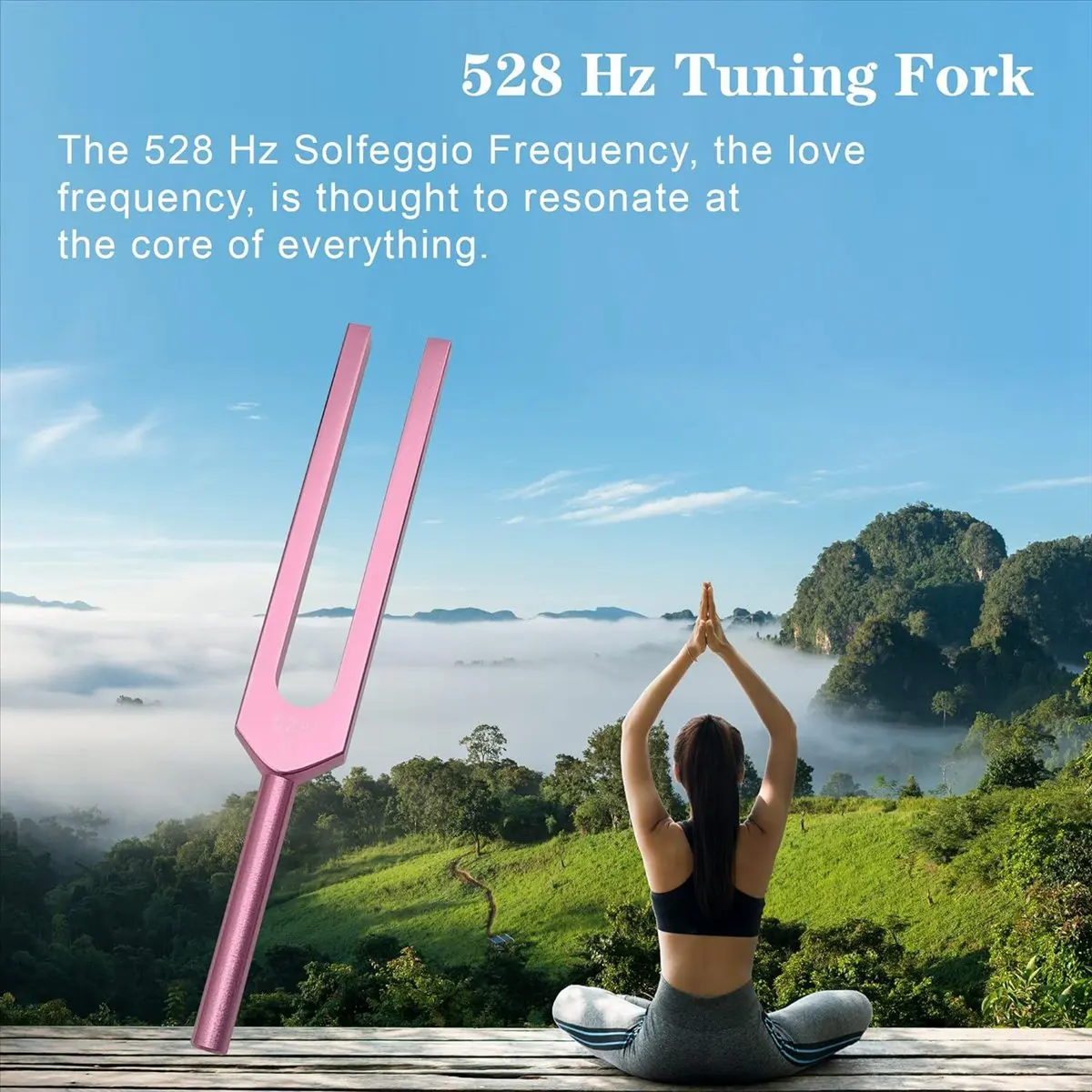 A50U 튜닝 포크, 차크라 치유, 사운드 테라피, 신체, 마음, 정신의 완벽한 조화를 유지하는 528Hz 튜닝 포크, 핑크