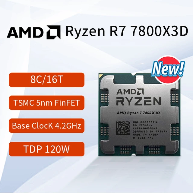 NEW AMD Ryzen 7 7800X3D 8-Core 16-Thread 120W AMD Radeon Graphics Desktop  Processor 100-100000910WOF Socket AM5 Without Cooler - AliExpress