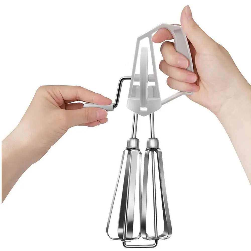 Rotary Manual Hand Whisk Egg Beater Stainless Steel Mixer Blender Kitchen Tools Home Whipper
