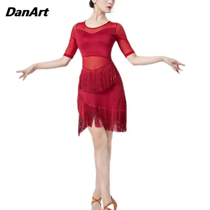

Women's Sexy Latin Dance Tassel Dress Stage Competition Performance Costume Lady Ballroom Dress Salsa Rumba ​Dance Clothing