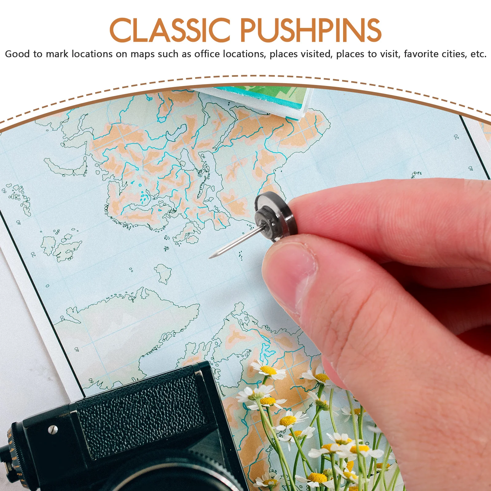 55 Chinchetas De Plástico Negro Con Punta De Acero - Para Tableros De Corcho, Pósters, Fotos - Incluye Caja De Almacenamiento