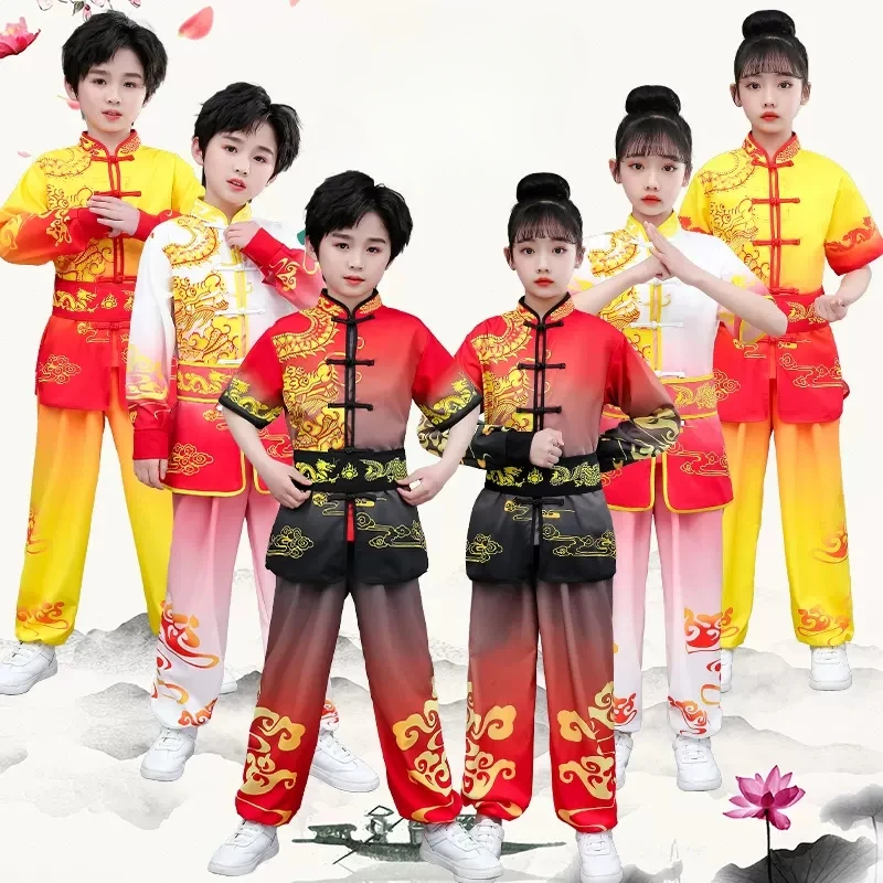 

2024 traditional chinese kung fu costume child national dragon print wushu uniform suit kung fu suit oriental wing-chun clothing