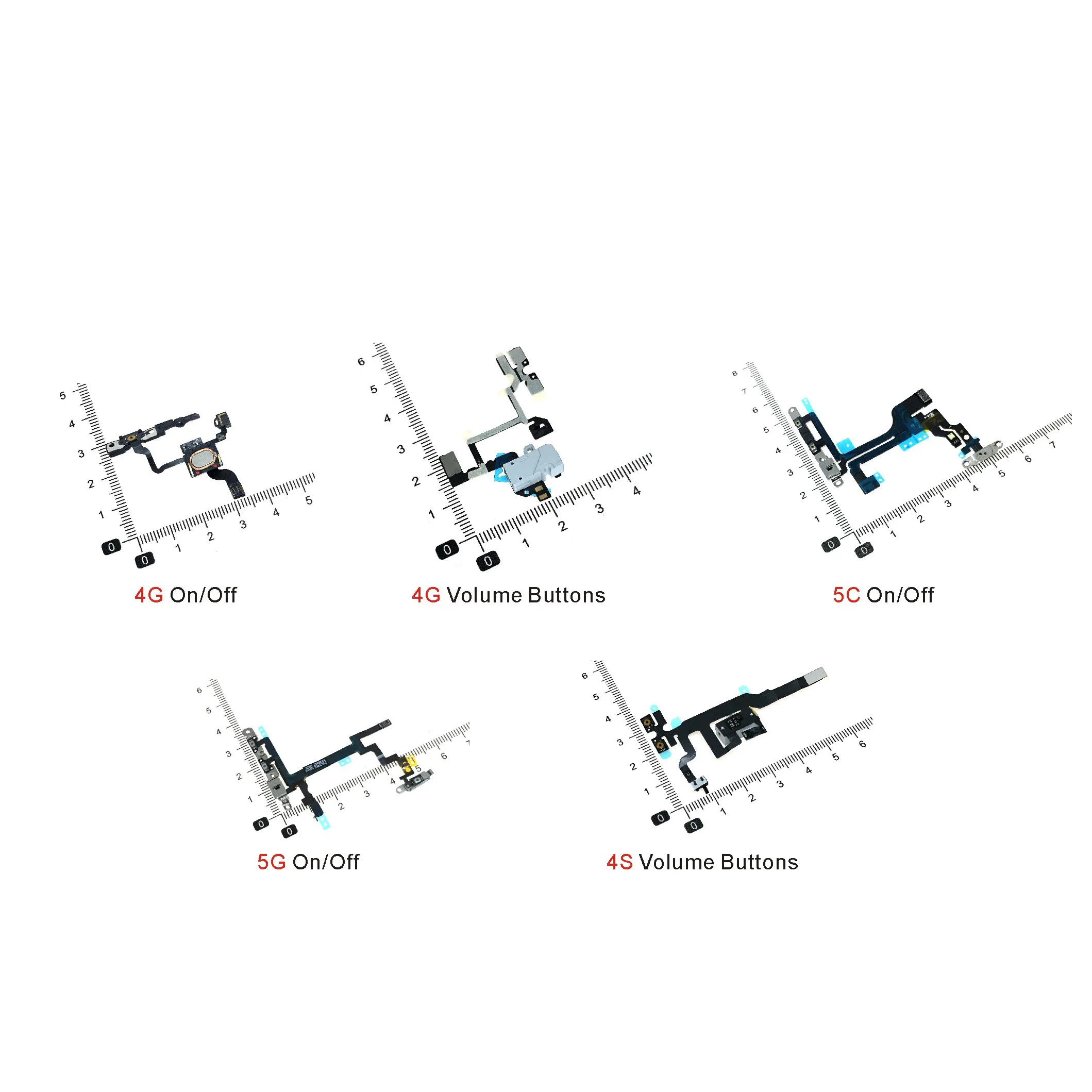 

Power Button On Off Flex Cable For iPhone 4 4G 4S 5G 5 5S 5C Plus Mute Volume Switch Connector Ribbon Parts High Quality